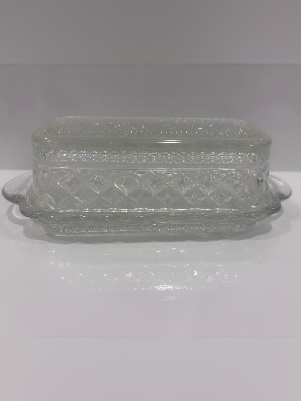 Vintage Pressed Glass Butter Dish With Lid, 2 Pc.